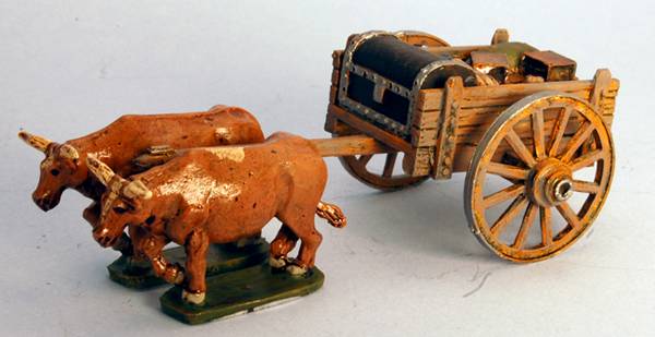 Ox Cart with supplies and spoked wheels